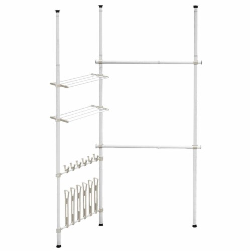 Double 2 Tier Telescopic Garment Rack Cloth Closet Organizer w Shoe Rack Shelf 1 unit Harris Teeter
