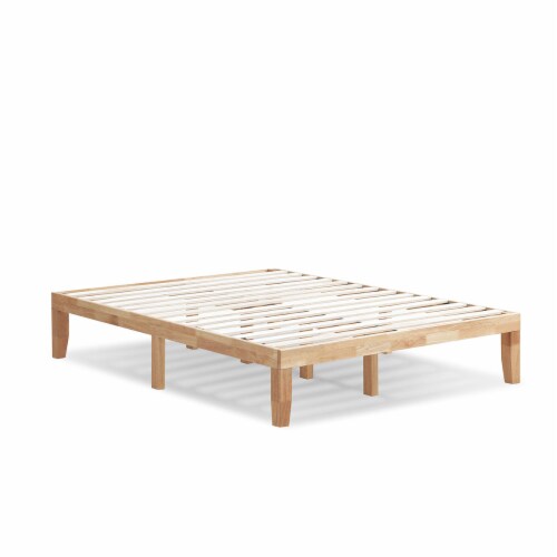14'' Queen Size Wooden Platform Bed Frame w/ Strong Slat Support Natural, 1 unit Smith’s Food