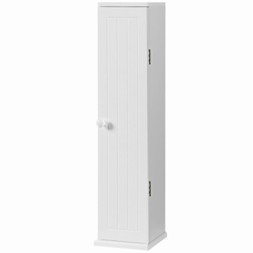 Toilet Tissue Storage Tower Bathroom Storage Floor Cabinet w/ 4 Shelves Perspective: front