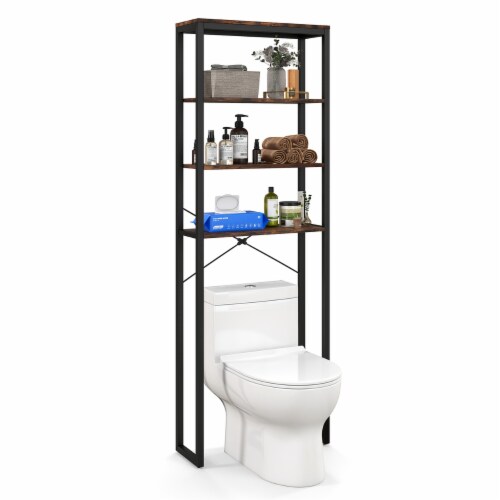 Gymax 3-Shelf Over-The-Toilet Storage Rack Bathroom Shelf Organizer Space  Saver Brown