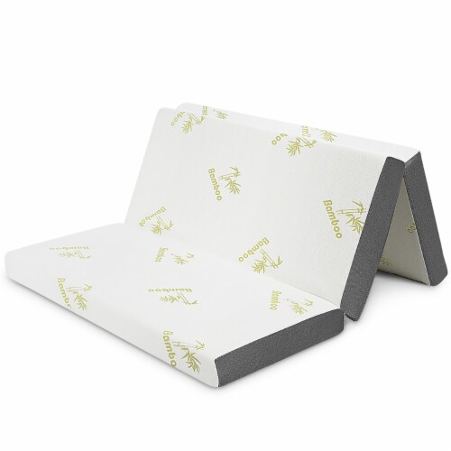Costway 4'' Tri-Folding Memory Foam Mattress W/ Carry Bag Full Perspective: front