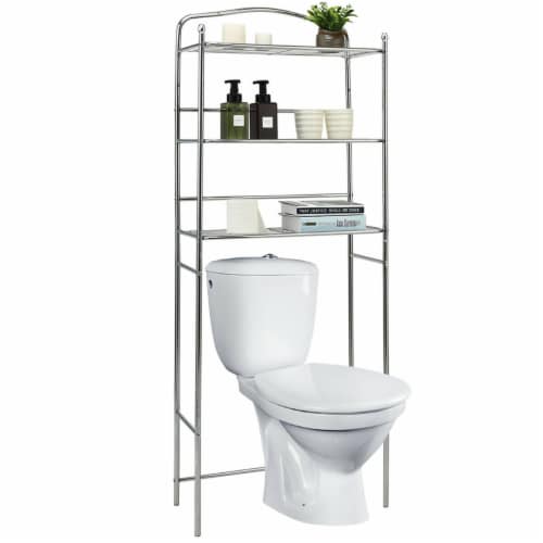 Costway 3 Shelf Over The Toilet Bathroom Space Saver Towel Storage Rack  Organizer White