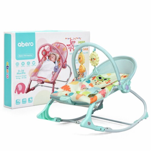 Gymax Adjustable Infant Rocker Bouncer Baby Rocking Chair Toddler w/ Awning Green Perspective: front