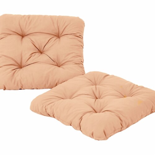 Curonian Alma 19.7 in. Indoor & Outdoor Furniture with Alma Seat Cushion, Beige - Set of Perspective: front