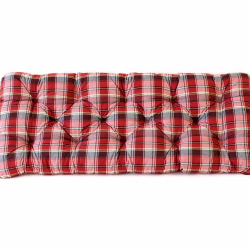Curonian Alma Outdoor & Indoor Furniture Alma Seat Cushions, Red Plaid - 47.2 x 19.7 x Perspective: front
