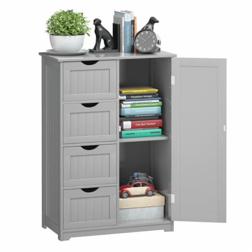 Costway Floor Cabinet Multifunction Bathroom Storage Organizer Rack w/2  Drawers