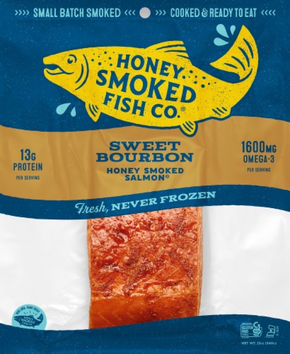 Honey Smoked Salmon 12oz Sweet Bourbon Perspective: front