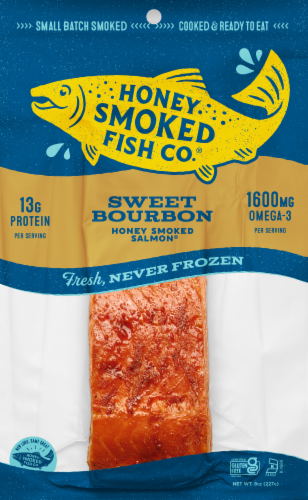 Honey Smoked Salmon 6oz Sweet Bourbon Perspective: front