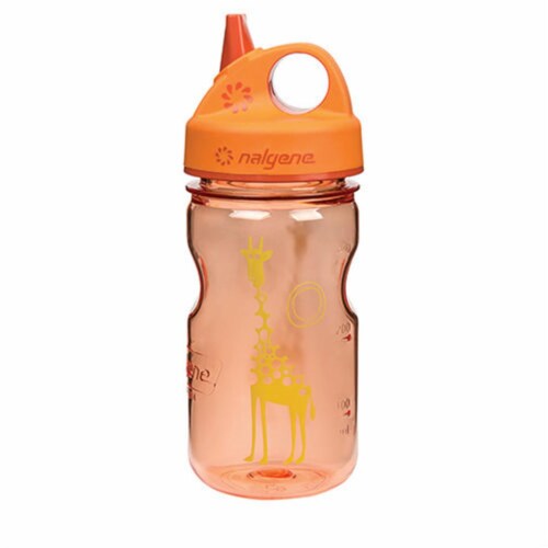 Nalgene NAL-2182-2212 Grip n Gulp Giraffe Water Bottle, Orange Perspective: front