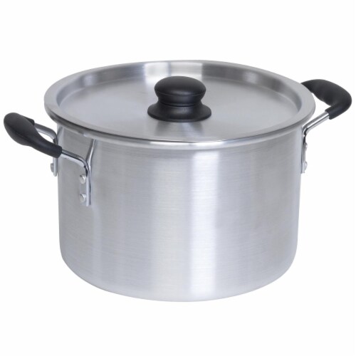 12 qt. Imusa Aluminum Stock Pot with Lid, Silver Perspective: front