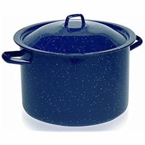 4 qt. Imusa Speckled Enamel Stock Pot with Lid, Blue Perspective: front
