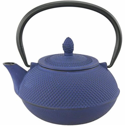 30 oz Kyusu Cast Iron Tea Pot - Blue Perspective: front
