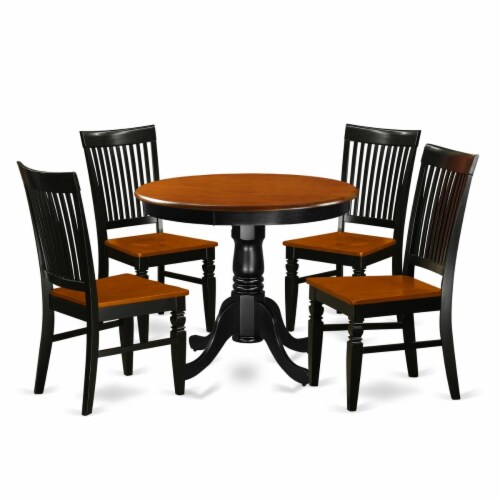 Kitchen Table Set with a Dining Table 4 Wood Seat Kitchen Chairs 5 piece Black Cherry 5 King Soopers