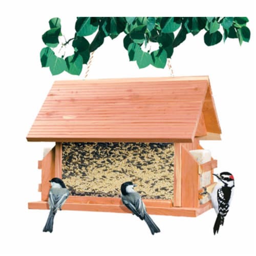 8lb The Lodge Wood Bird Feeder Perspective: front