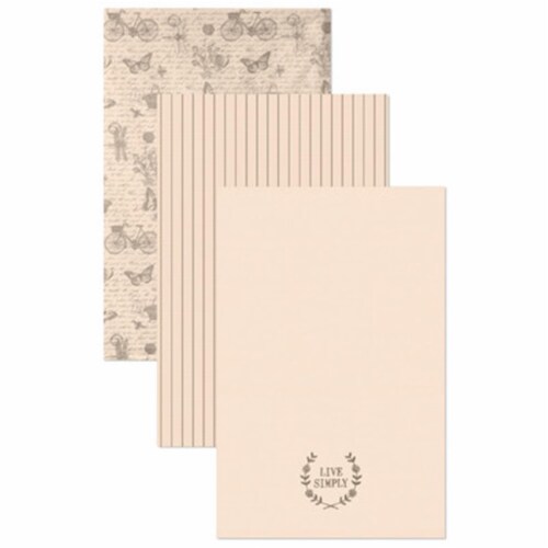Natures Script Tea Towels, Cream - Set of 3 Perspective: front
