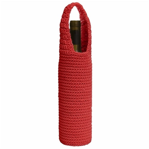 Mode Crochet Wine Bottle Wrap, Ruby Red Perspective: front