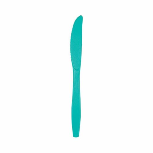 Group Teal Lagoon Premium Plastic Knives, Pack of 12 - 24 Per Pack Perspective: front