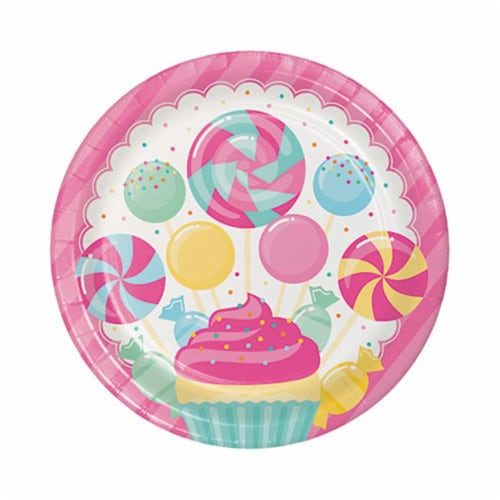 Group Candy Bouquet Dinner Plate, Pack of 12 - 8 Per Pack Perspective: front