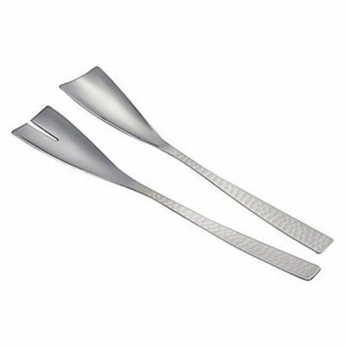 Hammered Italiano Stainless Steel Salad Servers Perspective: front