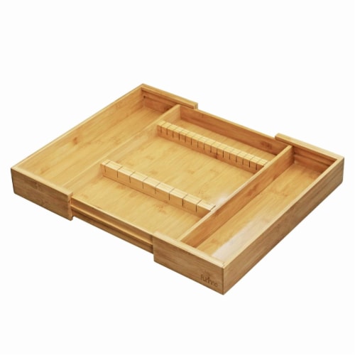 Dapur Bamboo Expandable Drawer Organizer with Cutlery Storage Perspective: front