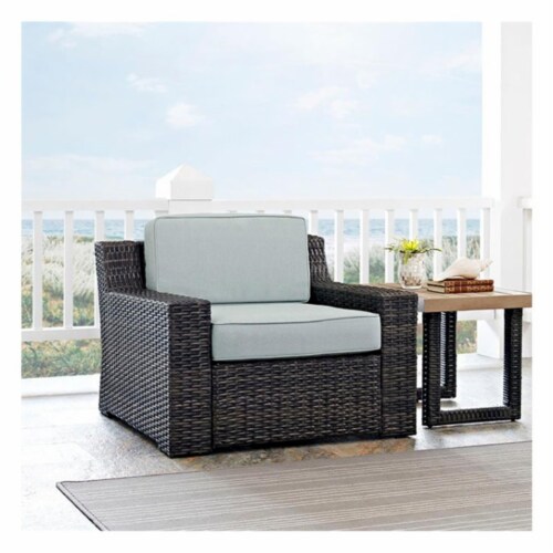 Beaufort Patio Arm Chair In Brown and Mist Perspective: front