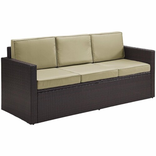 Palm Harbor Wicker Patio Sofa, Brown with Grey Cushion, 1 Kroger