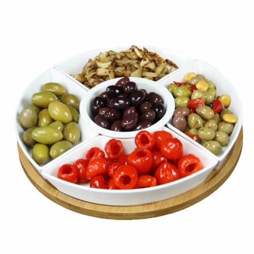 12.25 in. 6 Piece Lazy Susan Appetizer Condiment Server Set with