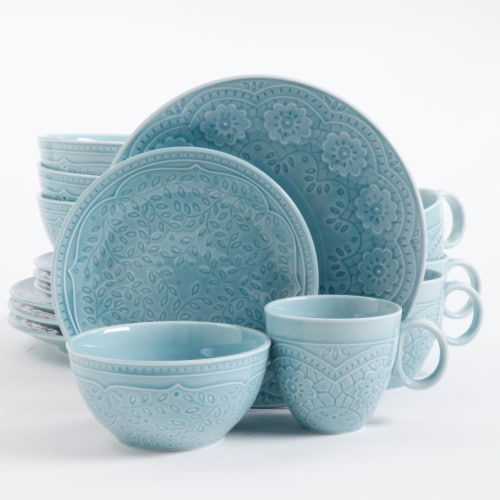 Alemany 16Pc Dinnerware Set - Aqua Perspective: front
