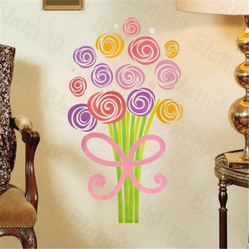 Colorful Bouquet - Wall Decals Stickers Appliques Home Decor Perspective: front