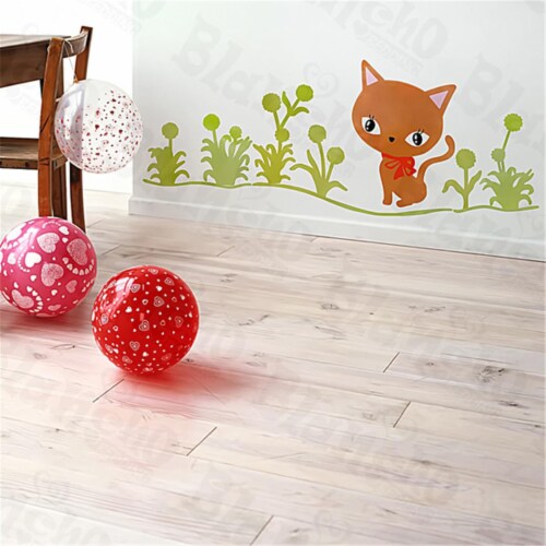 Cat Grass - Large Wall Decals Stickers Appliques Home Decor Perspective: front