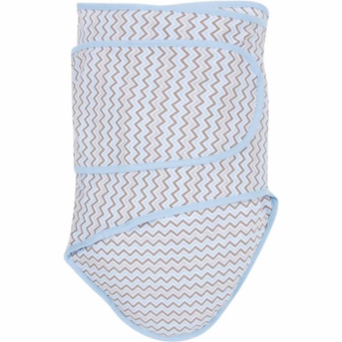 Chevrons With Blue Trim Baby Swaddle Blanket Perspective: front