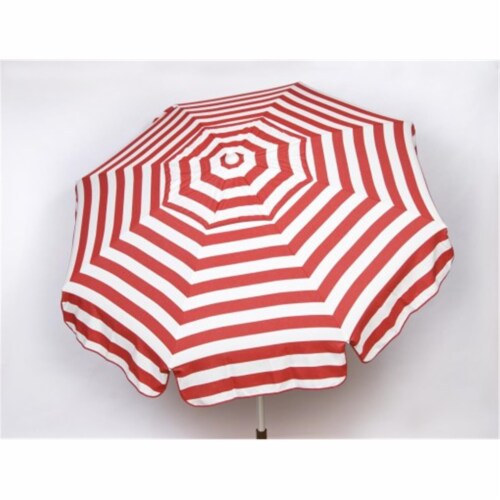 Heininger Holdings 1323 Italian 6 ft. Umbrella Acrylic Stripes Red And White - Patio Pole Perspective: front
