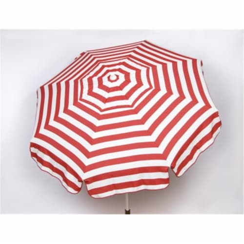 Heininger Holdings 1325 Italian 6 ft. Umbrella Acrylic Stripes Red And White - Bar Height Pol Perspective: front
