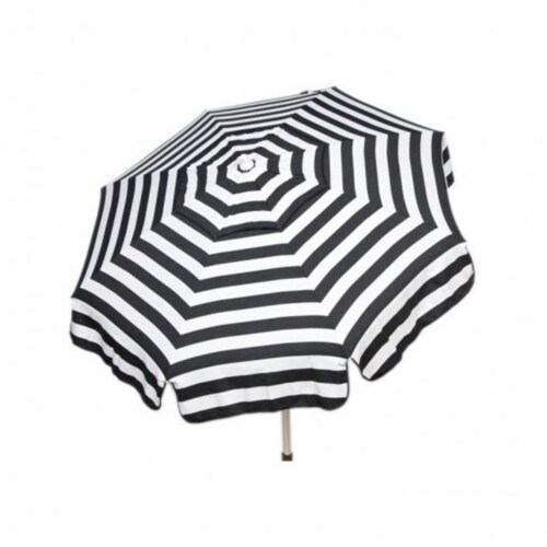 Heininger Holdings 1342 Italian 6 ft. Umbrella Acrylic Stripes Black And White - Beach Pole Perspective: front