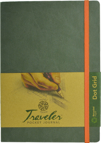 Pentalic Traveler 74 lb. Dot Grid Pocket Journal - 160 Pages - Green Perspective: front