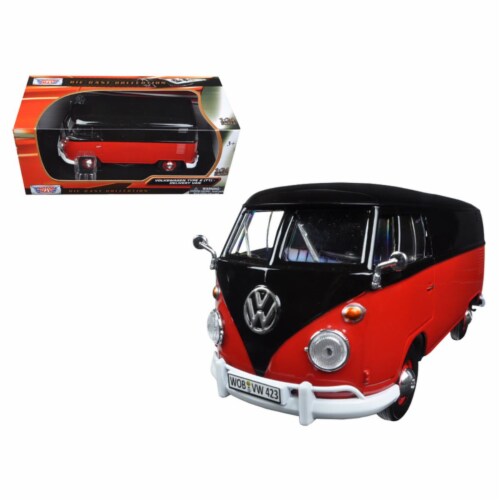 Motormax 79342BKR 1 by 24 Scale Diecast Volkswagen Type 2 T1 Delivery Van Black Red Model 1 Ralphs