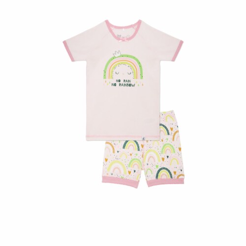 Organic Cotton Two Piece Pajama Set Light Pink Rainbow Print, 18m ...