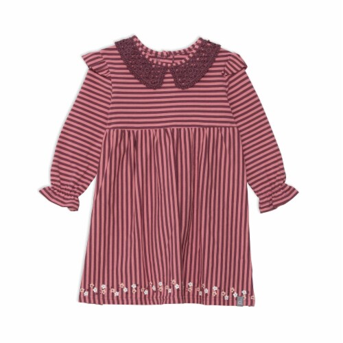 Long Sleeve Dress With Frill Striped Perspective: front