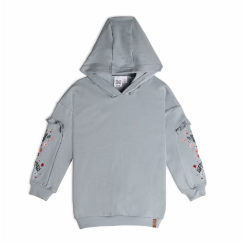 Hooded Long Sleeve Top With Frill Perspective: front