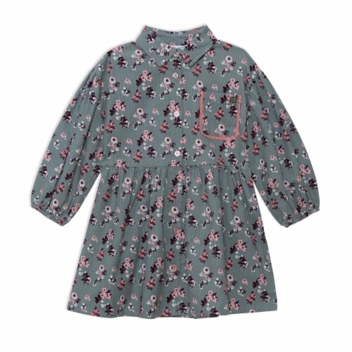 Long Sleeve Baby Corduroy Printed Dress Perspective: front