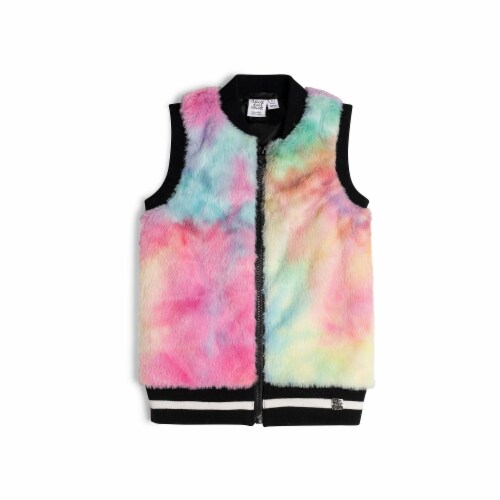 Plush Sleeveless Vest Rainbow Perspective: front