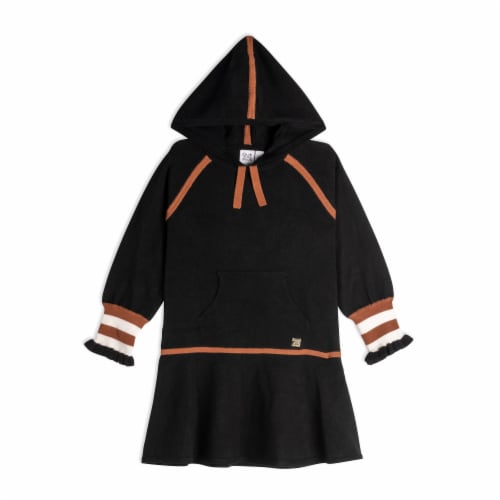 Hooded Knitted Dress With Stripes Perspective: front