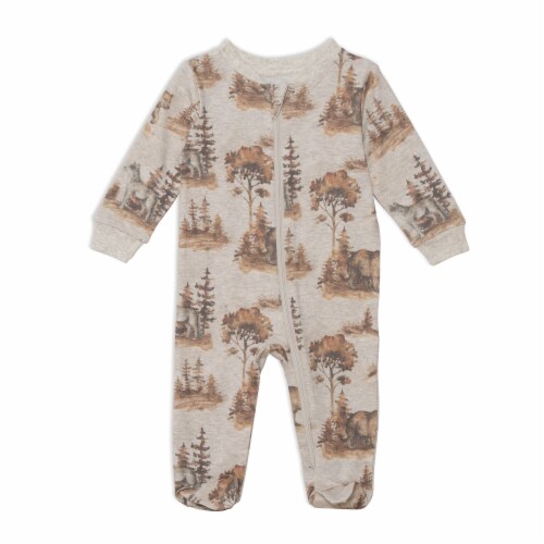 Organic Cotton One Piece Printed Pajamas With Printed Bears Organic Cotton One Piece Printed Pajamas With Printed Bears