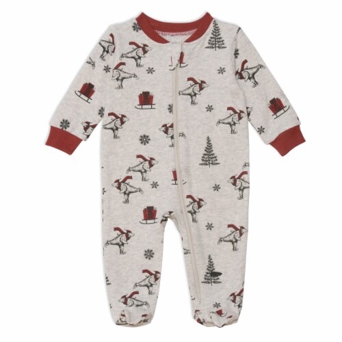 Organic Cotton One Piece Printed Pajamas With Printed Bears Organic Cotton One Piece Printed Pajamas With Printed Bears