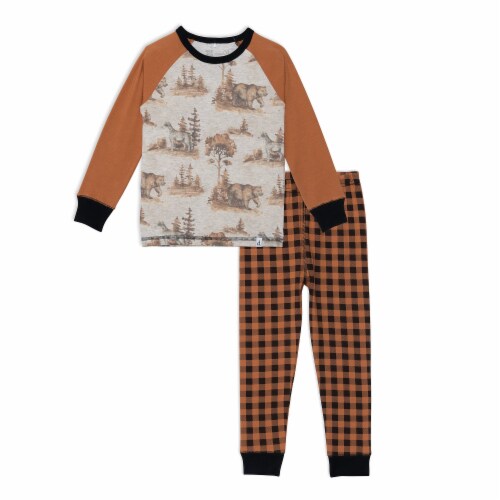 Organic Cotton Two Piece Pajama Set With Bear And Tree Print Organic Cotton Two Piece Pajama Set With Bear And Tree Print