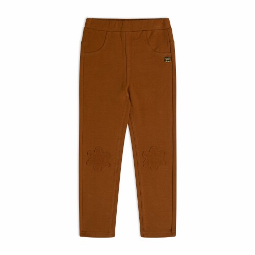 Fleece Legging With Knee Applique Golden Brown Perspective: front