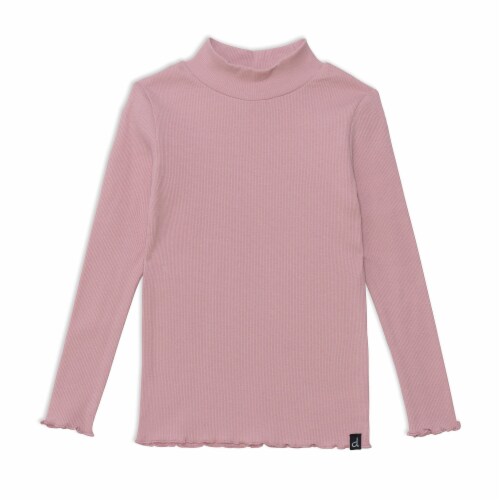 Long Sleeve Mock Neck Rib Top Mauve-Pink Long Sleeve Mock Neck Rib Top Mauve-Pink