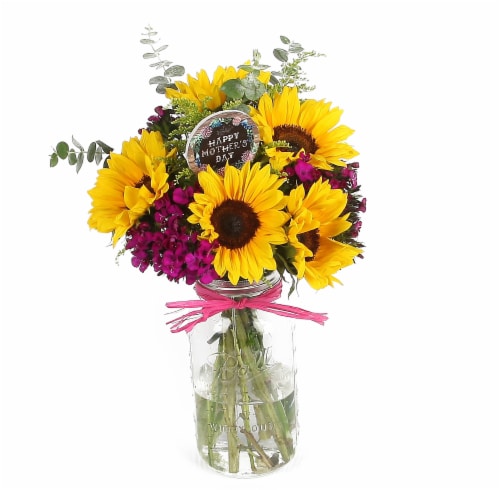Extra Large Mason Jar Seasonal Floral Arrangement Perspective: front