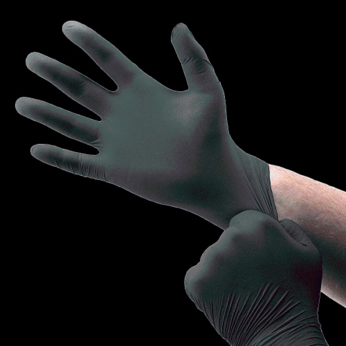 Boss Powder Free Black Nitrile Gloves Perspective: front