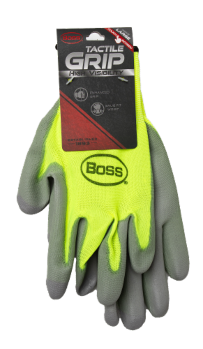 Boss® High Visibility Large Tactile Grip Gloves Perspective: front